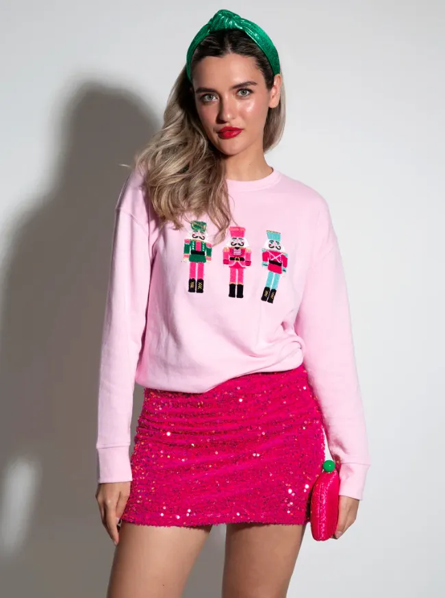 Nutcracker Graphic Sweatshirt, Blush sold by North & Main Clothing Company