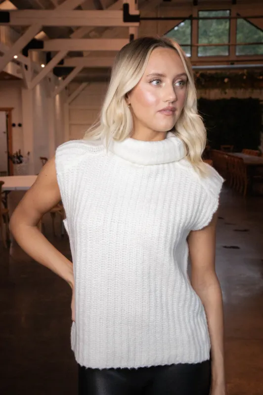 Salima Turtleneck Sweater Vest, Winter White | RD Style sold by North & Main Clothing Company