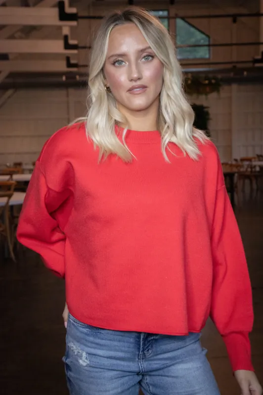 Jianna Solid Sweater, Red sold by North & Main Clothing Company
