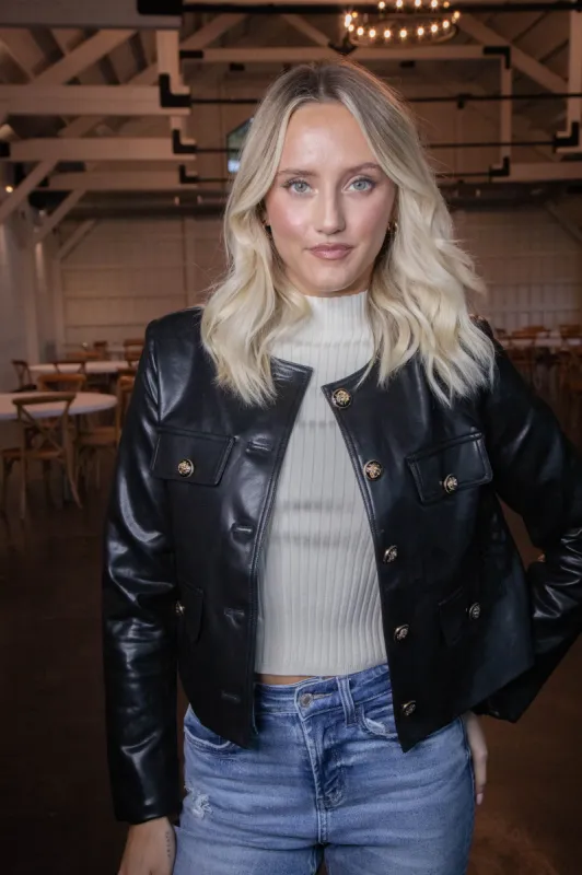 Andie Faux Leather Jacket, Black sold by North & Main Clothing Company