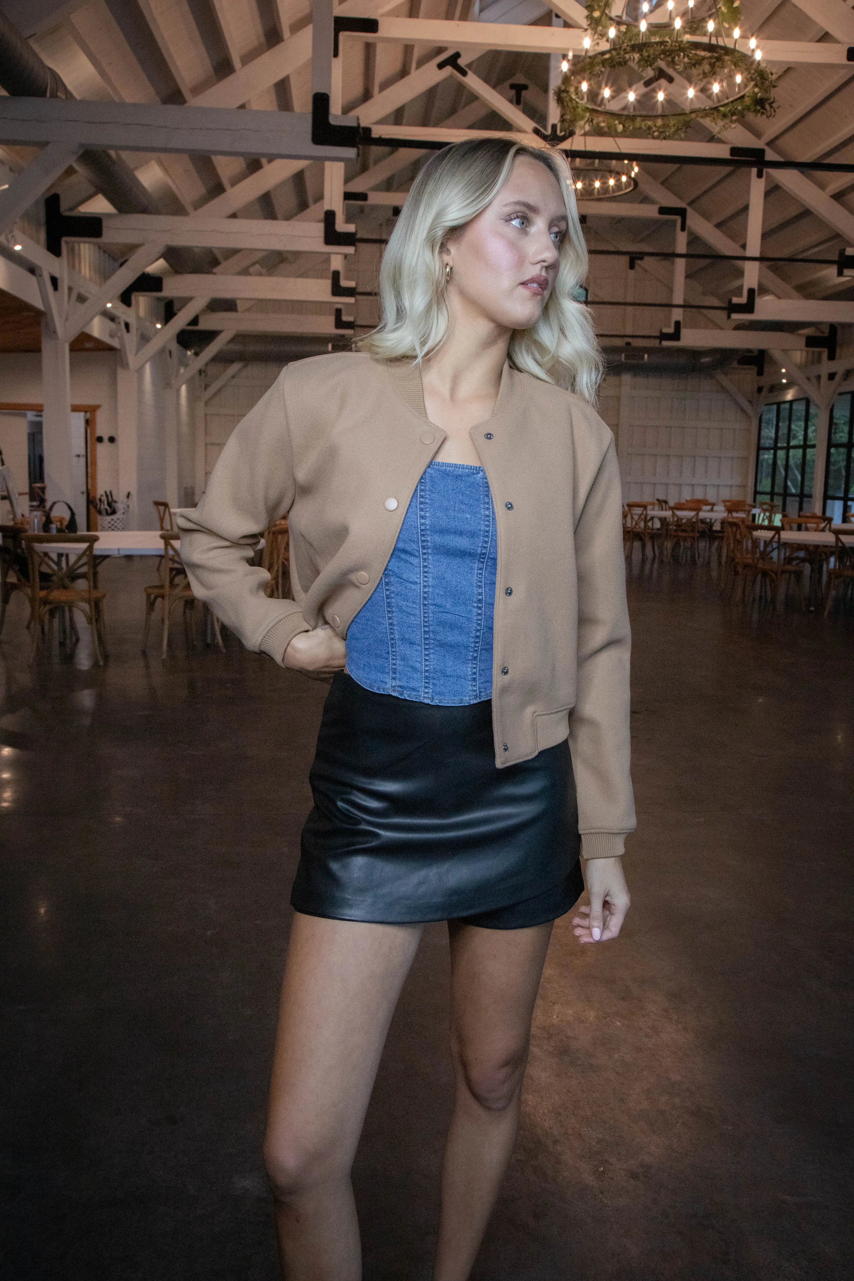 Kaley Snap Front Bomber Jacket, Camel sold by North & Main Clothing Company product image thumbnail 4