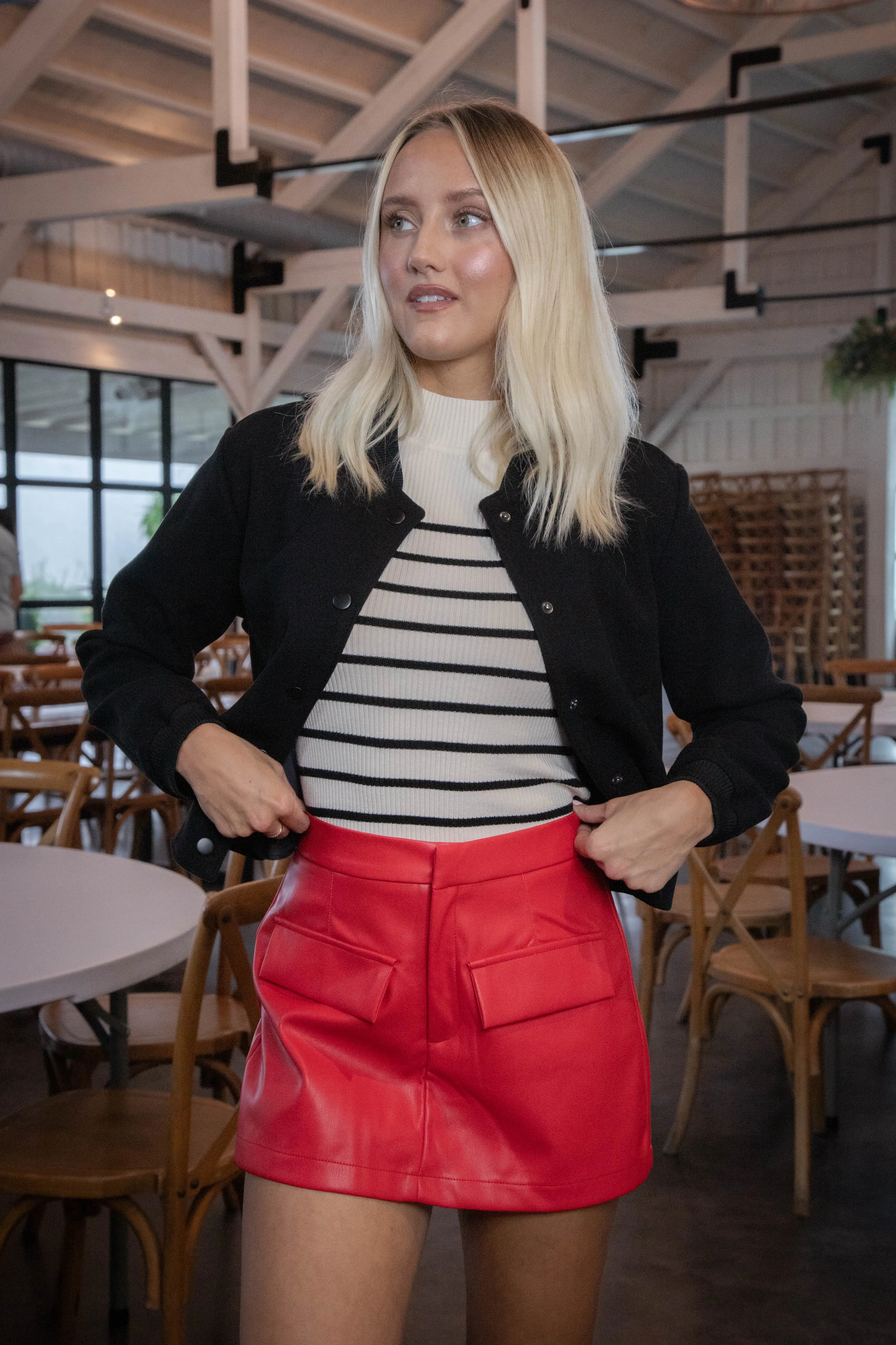 Kaley Snap Front Bomber Jacket, Black sold by North & Main Clothing Company product image thumbnail 4