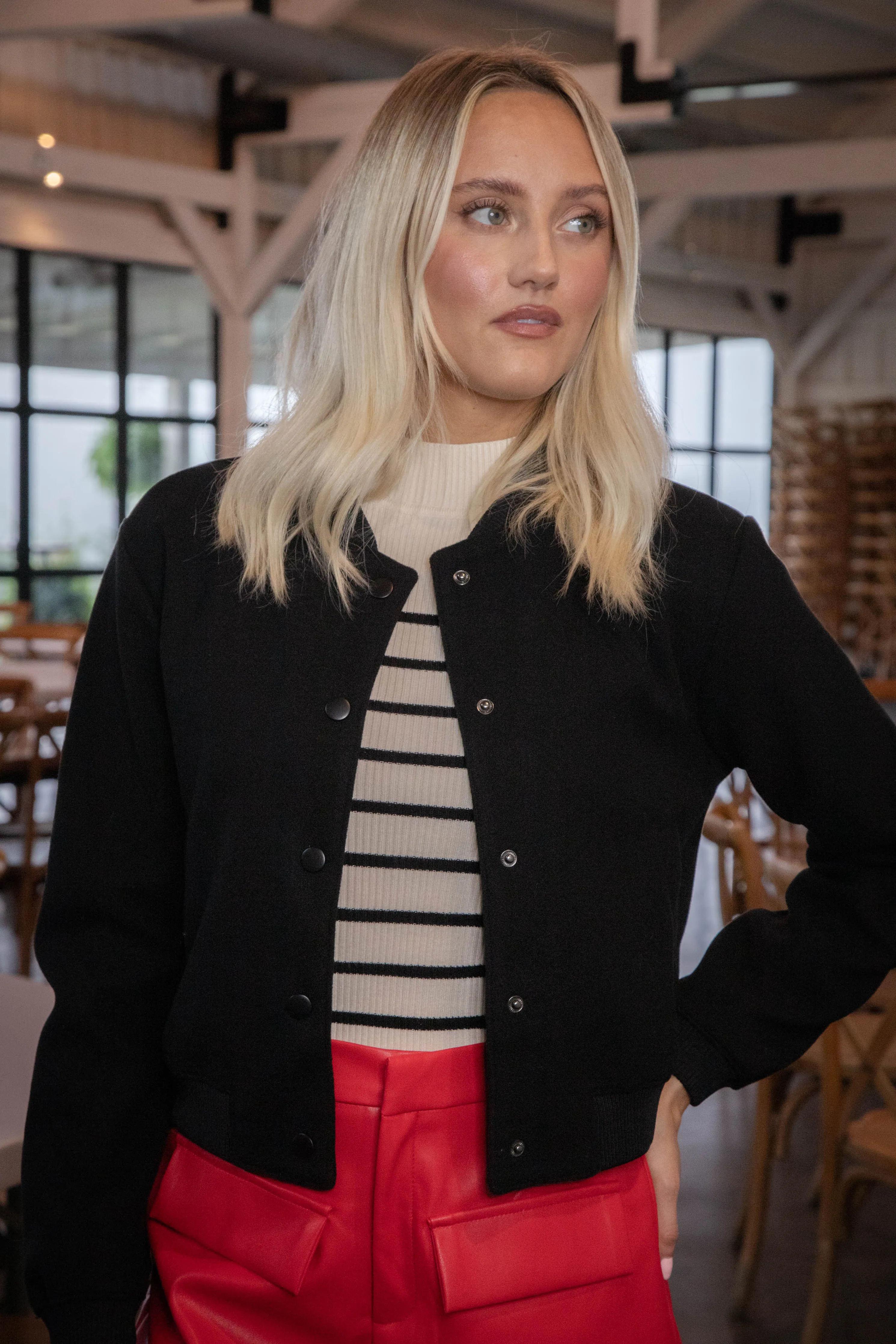 Kaley Snap Front Bomber Jacket, Black sold by North & Main Clothing Company product image thumbnail 3