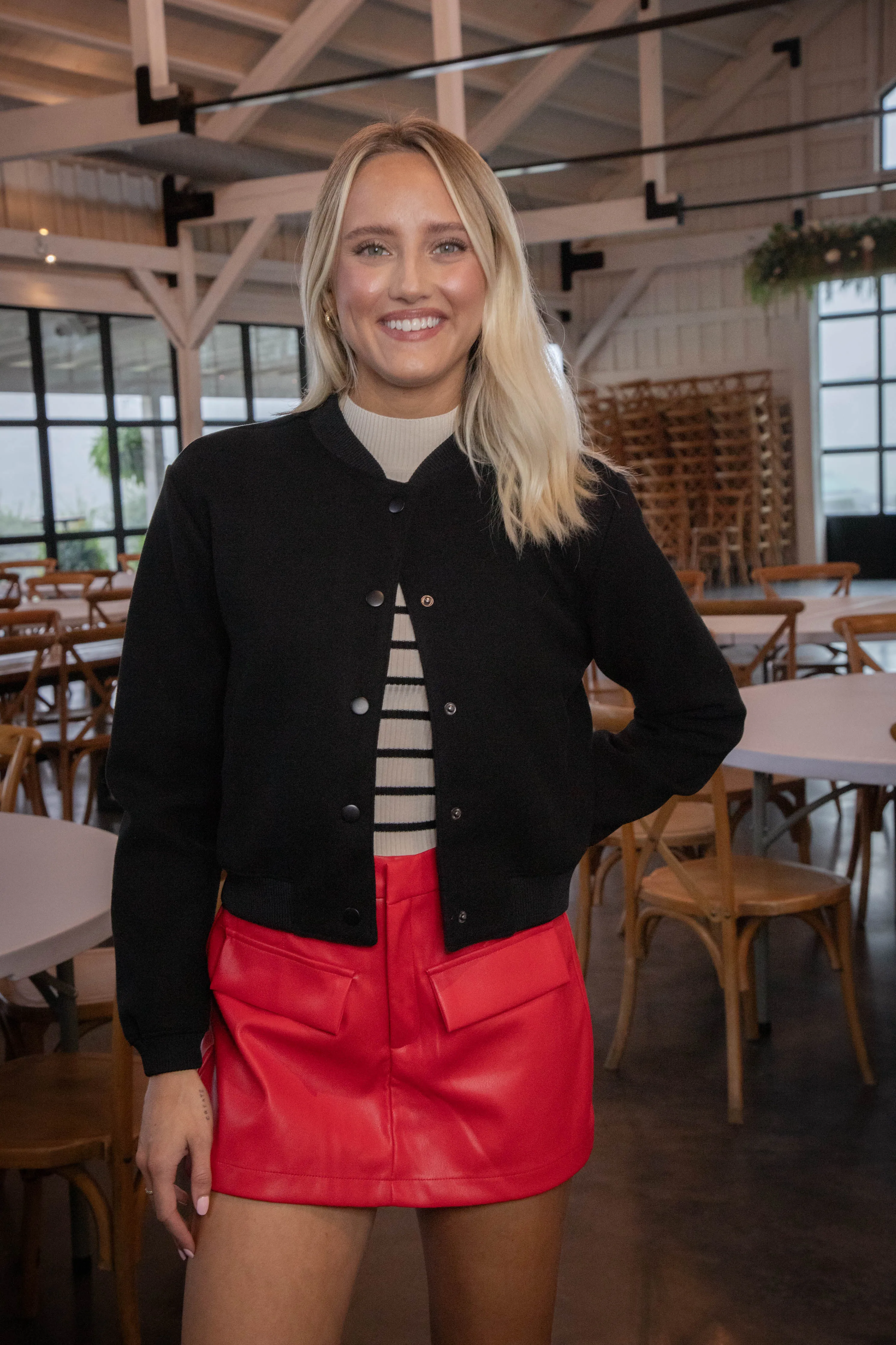 Kaley Snap Front Bomber Jacket, Black sold by North & Main Clothing Company product image thumbnail 5