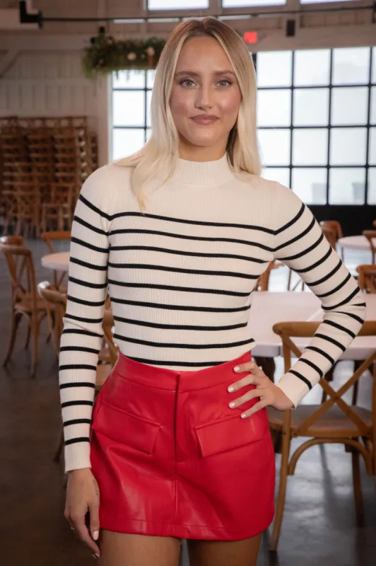 Cayla Striped Rib Knit Sweater, Ivory sold by North & Main Clothing Company