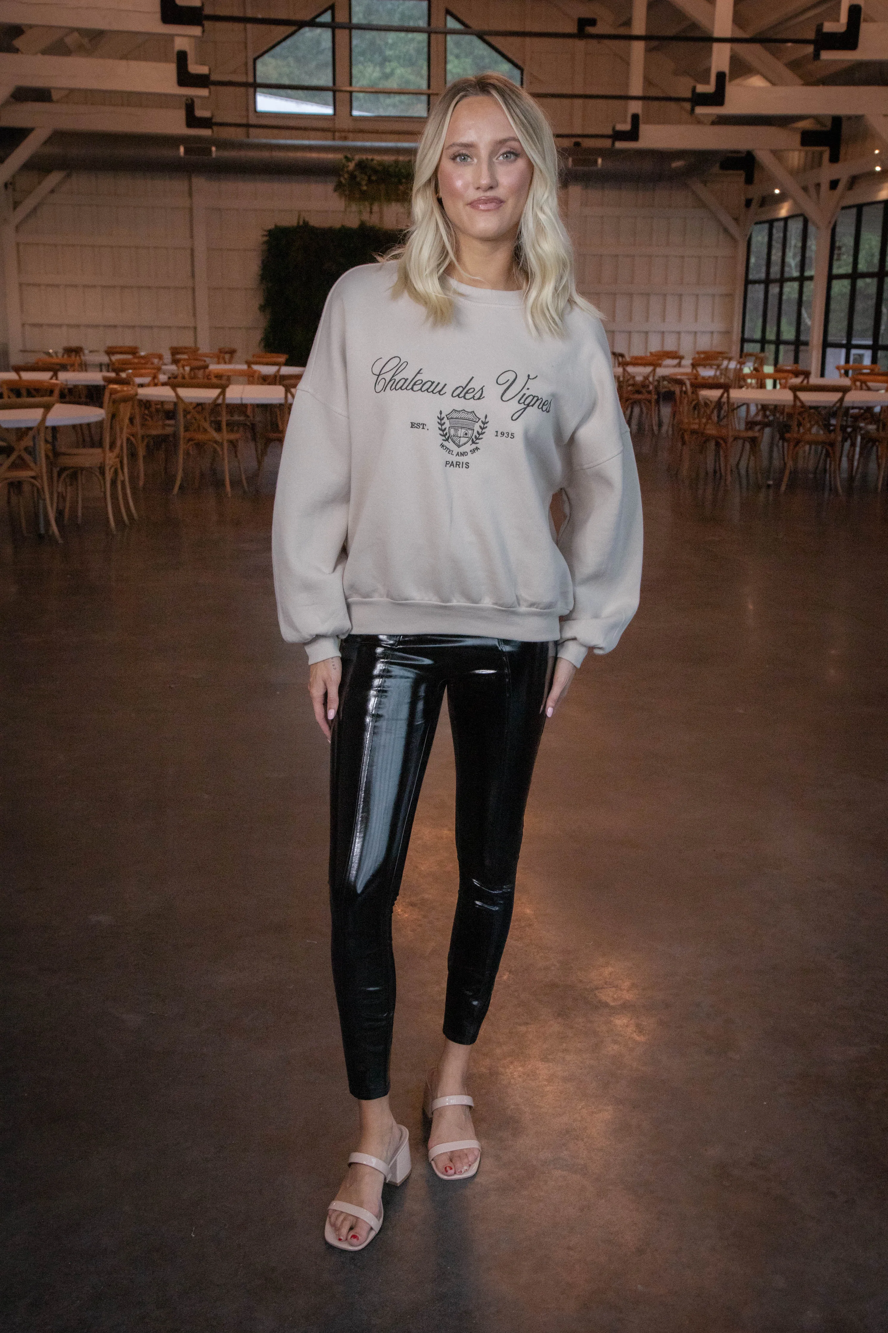 Paris Embroidered Crew Neck Sweatshirt, Khaki sold by North & Main Clothing Company product image thumbnail 5