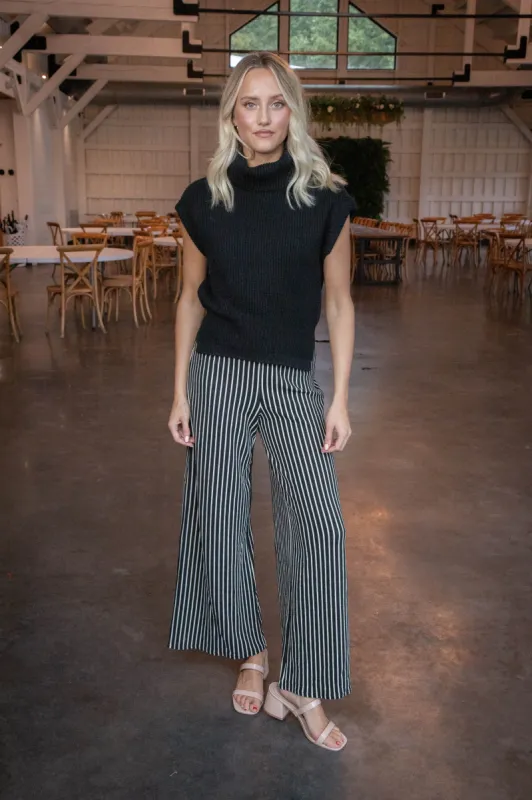 Alondra Striped Pants, Black sold by North & Main Clothing Company