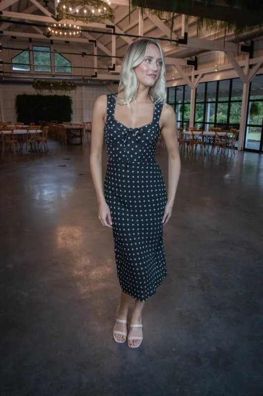 Cami Bustier Midi Dress, Black/Cream Dot sold by North & Main Clothing Company