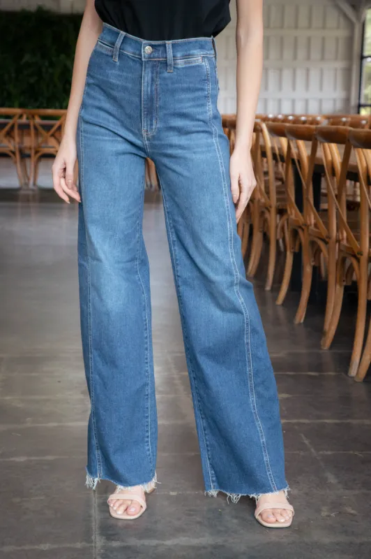 Far Out Seam Detail Jeans, Waterfall | Daze sold by North & Main Clothing Company