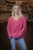 Ria Cable Knit V-Neck Sweater, Pink sold by North & Main Clothing Company