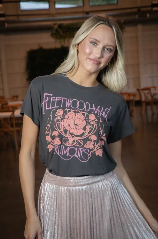 Fleetwood Mac Floral Tour Tee, Washed Black | Daydreamer sold by North & Main Clothing Company