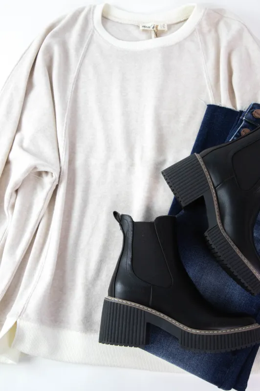 Annette Oversized Contrast Top, Oatmeal | Plus Size sold by North & Main Clothing Company