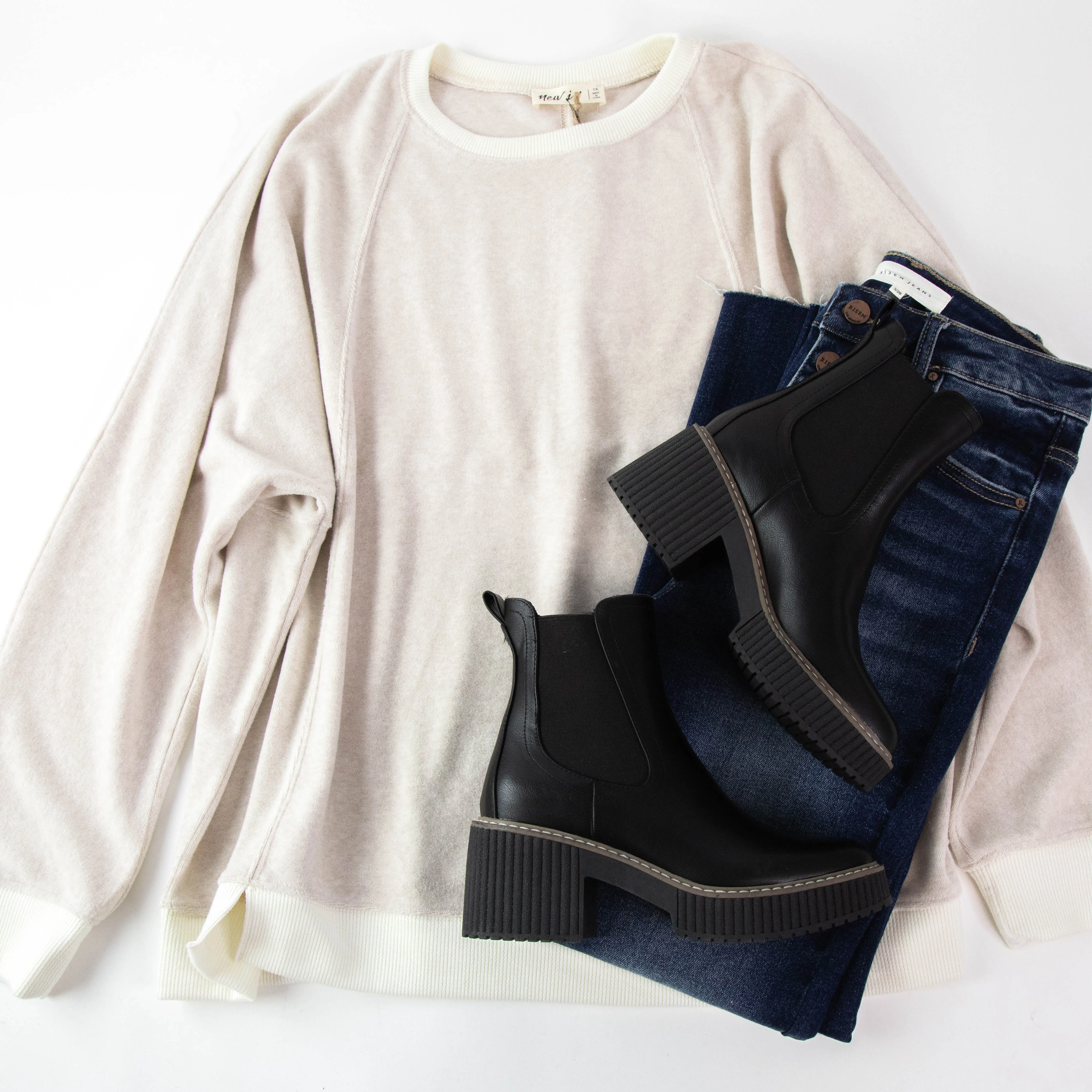 Annette Oversized Contrast Top, Oatmeal | Plus Size sold by North & Main Clothing Company product image thumbnail 3