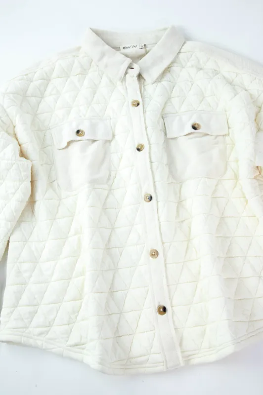 Asha Quilted Shacket, Cream | Extended Sizes sold by North & Main Clothing Company