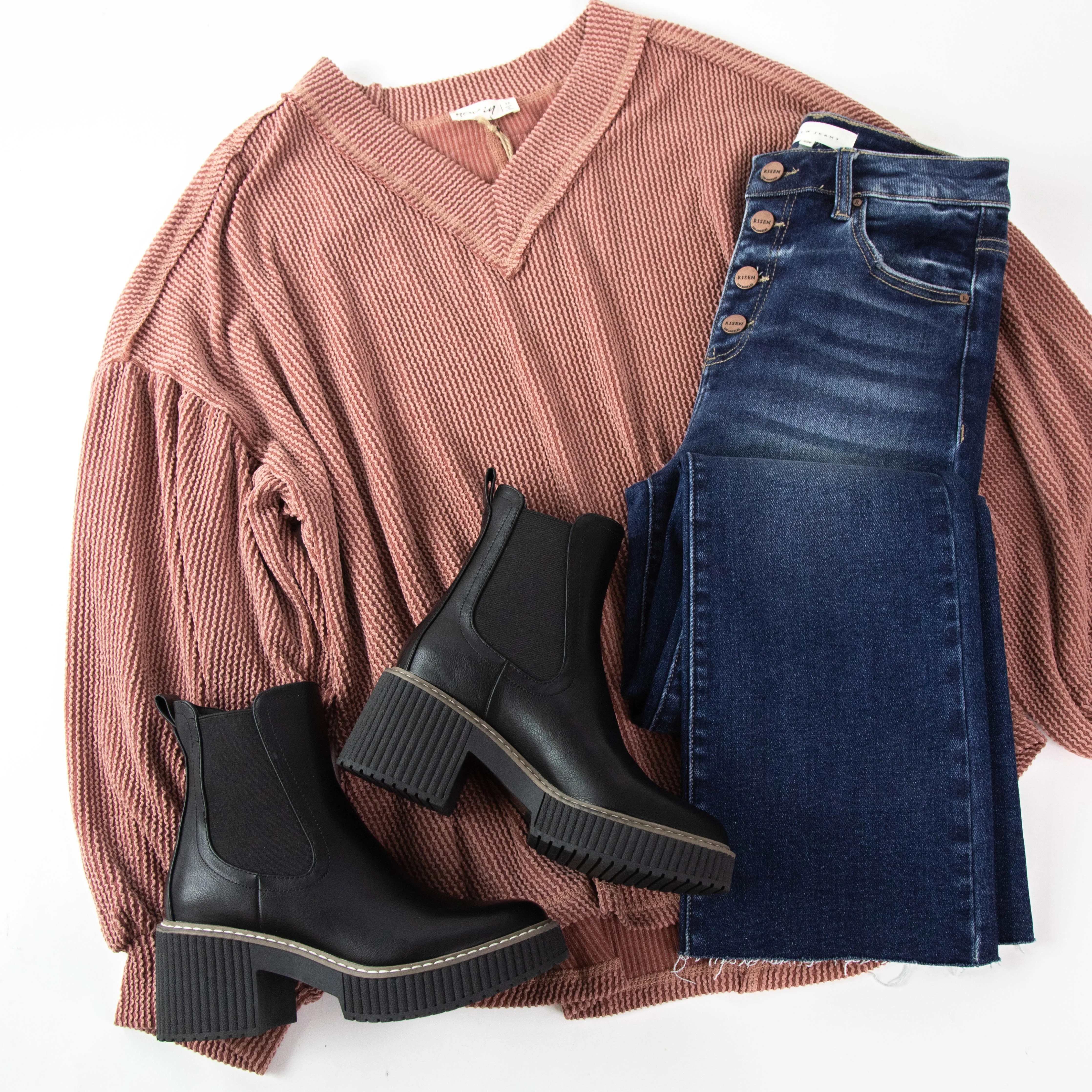 Kayley Two Tone Ribbed Top, Cedar Wood | Plus Size sold by North & Main Clothing Company product image thumbnail 3