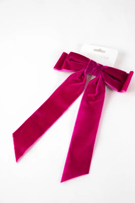 Velvet Bow Clip, Pink sold by North & Main Clothing Company