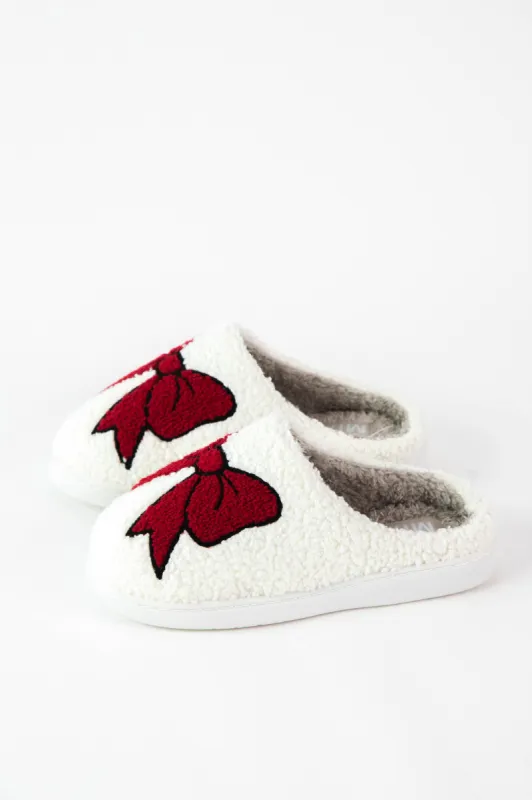 Cozi Plush Shearling Slipper, Red Bow sold by North & Main Clothing Company