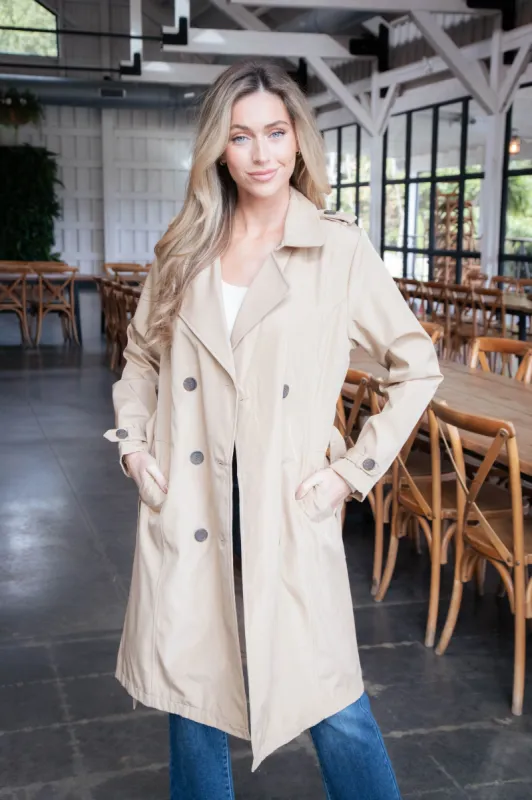Janice Long Solid Trench Coat, Light Tan sold by North & Main Clothing Company