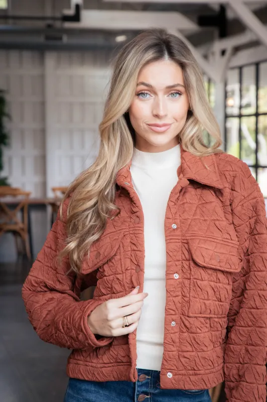 Mandy Triangle Quilted Jacket, Vintage Brick sold by North & Main Clothing Company