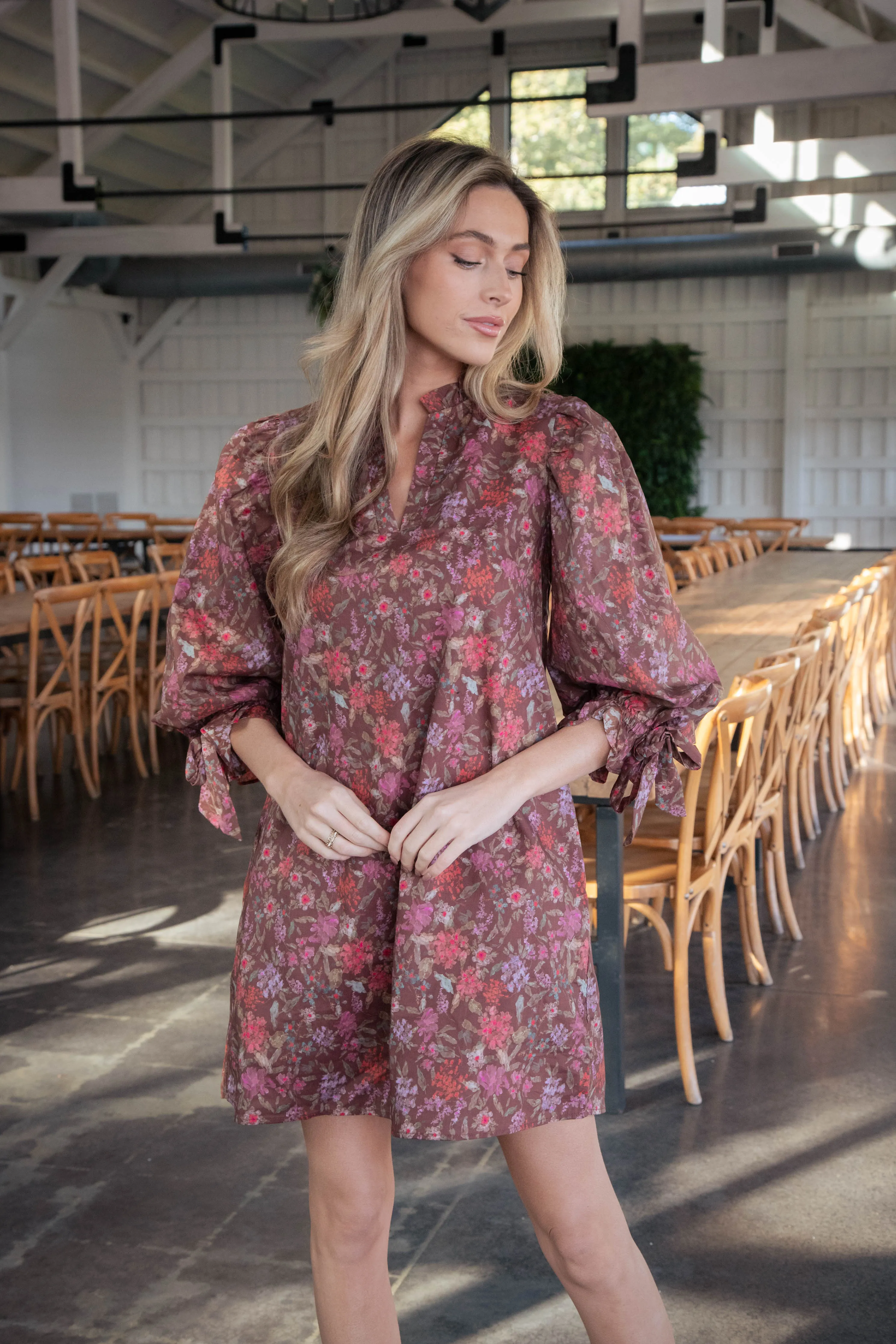 Roxy Floral Poplin Dress, Brown sold by North & Main Clothing Company product image thumbnail 3