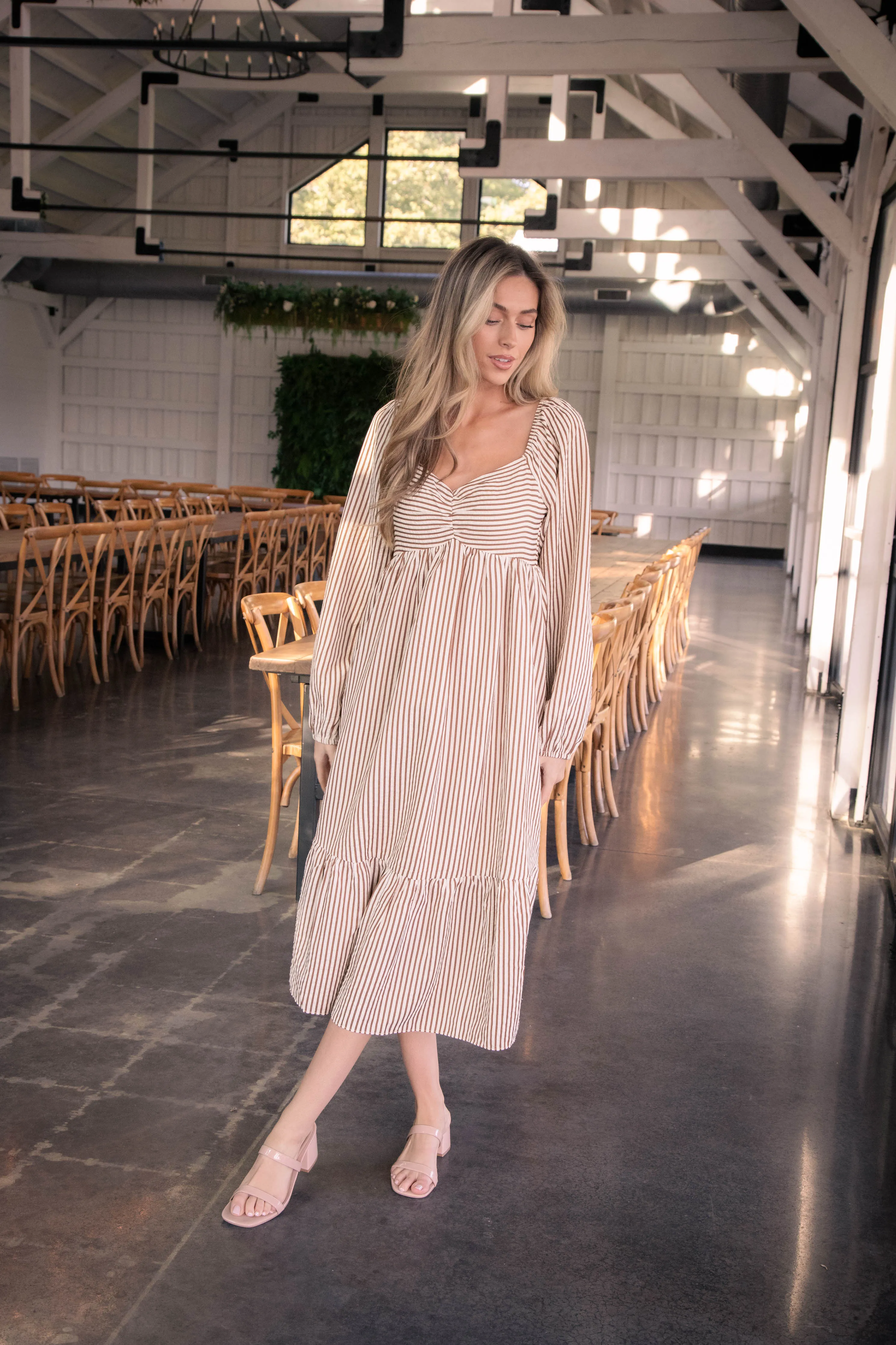 Milly Striped Midi Dress, Brown sold by North & Main Clothing Company product image thumbnail 4