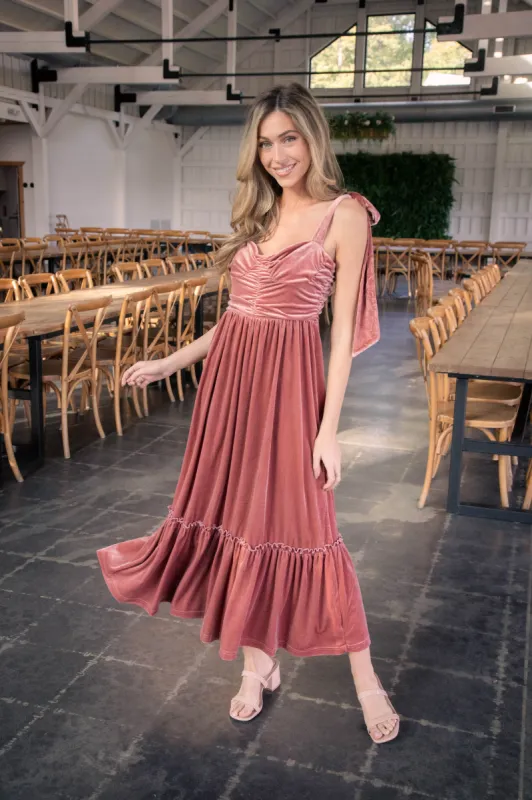 Jules Velvet Maxi Dress, Mauve sold by North & Main Clothing Company