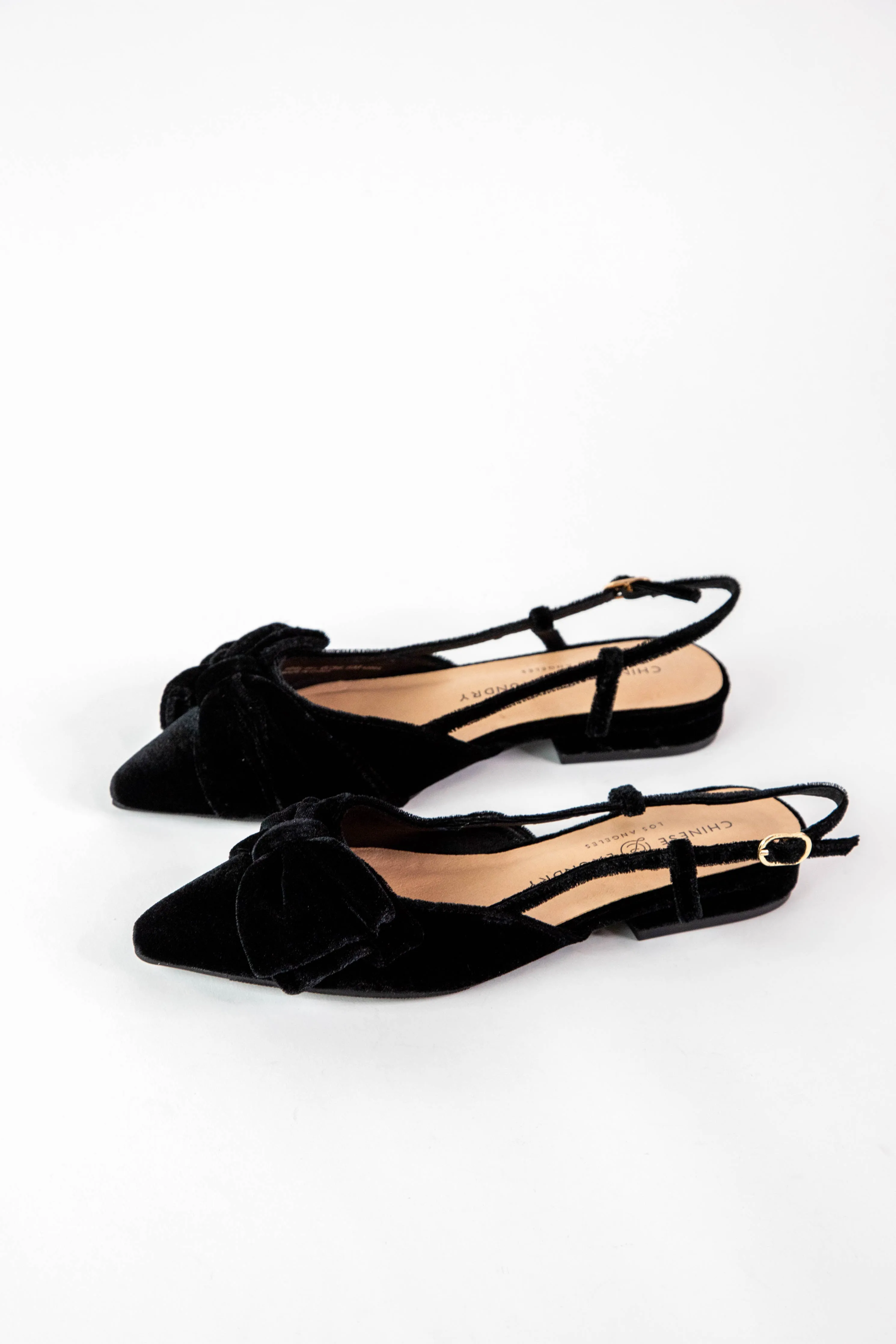 Harmony Velvet Bow Slingback Flat, Black | Chinese Laundry sold by North & Main Clothing Company
