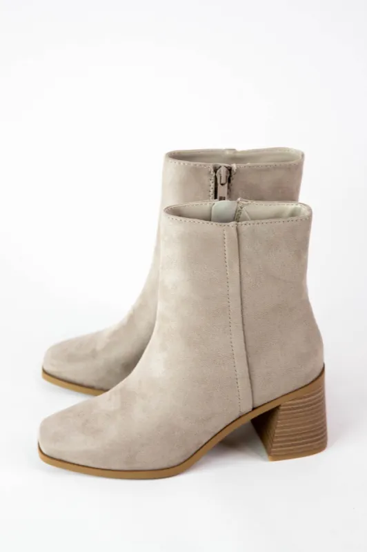 Chukar Dress Bootie, Taupe Suede sold by North & Main Clothing Company