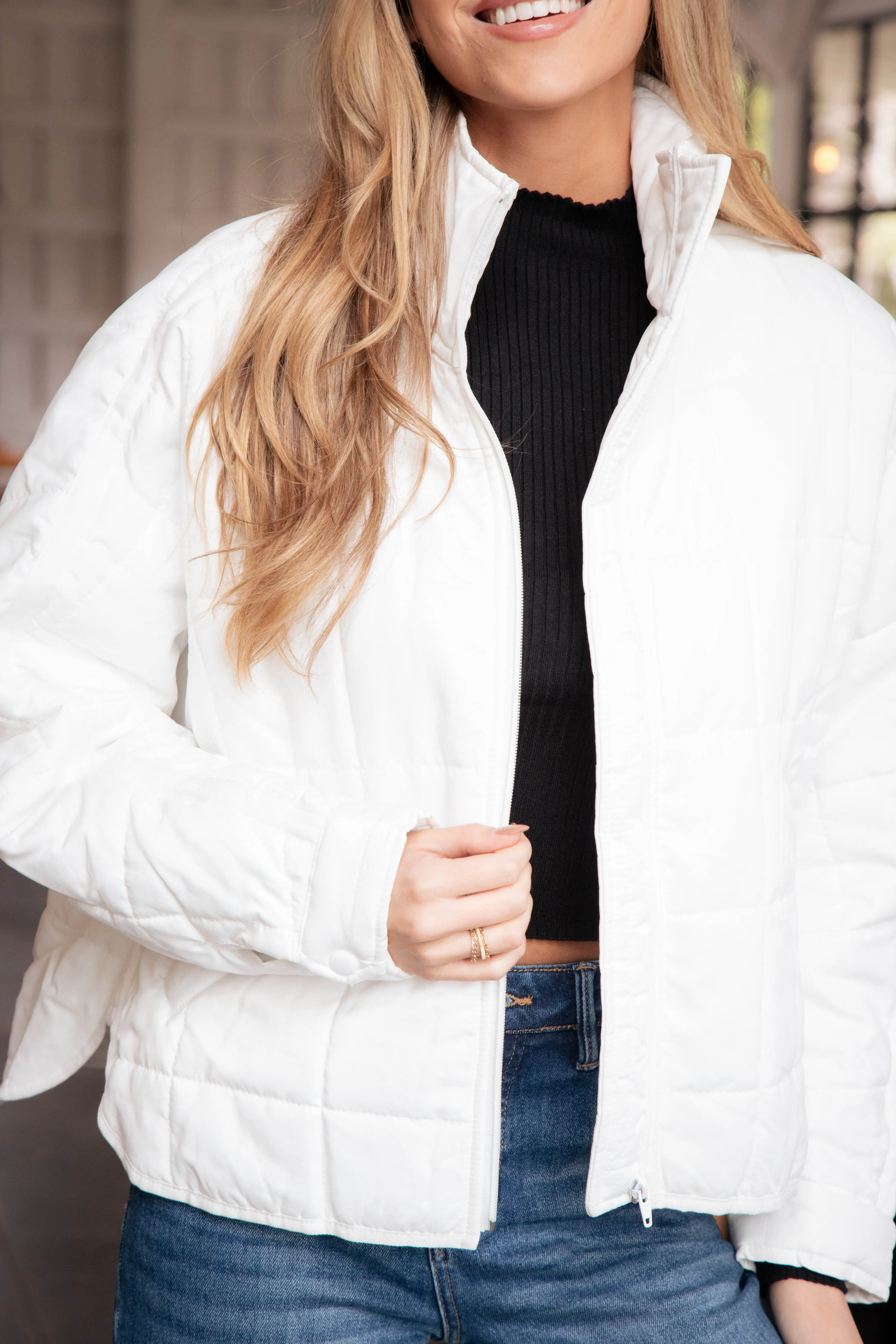 Shae Quilted Puffer Jacket, White sold by North & Main Clothing Company product image thumbnail 3