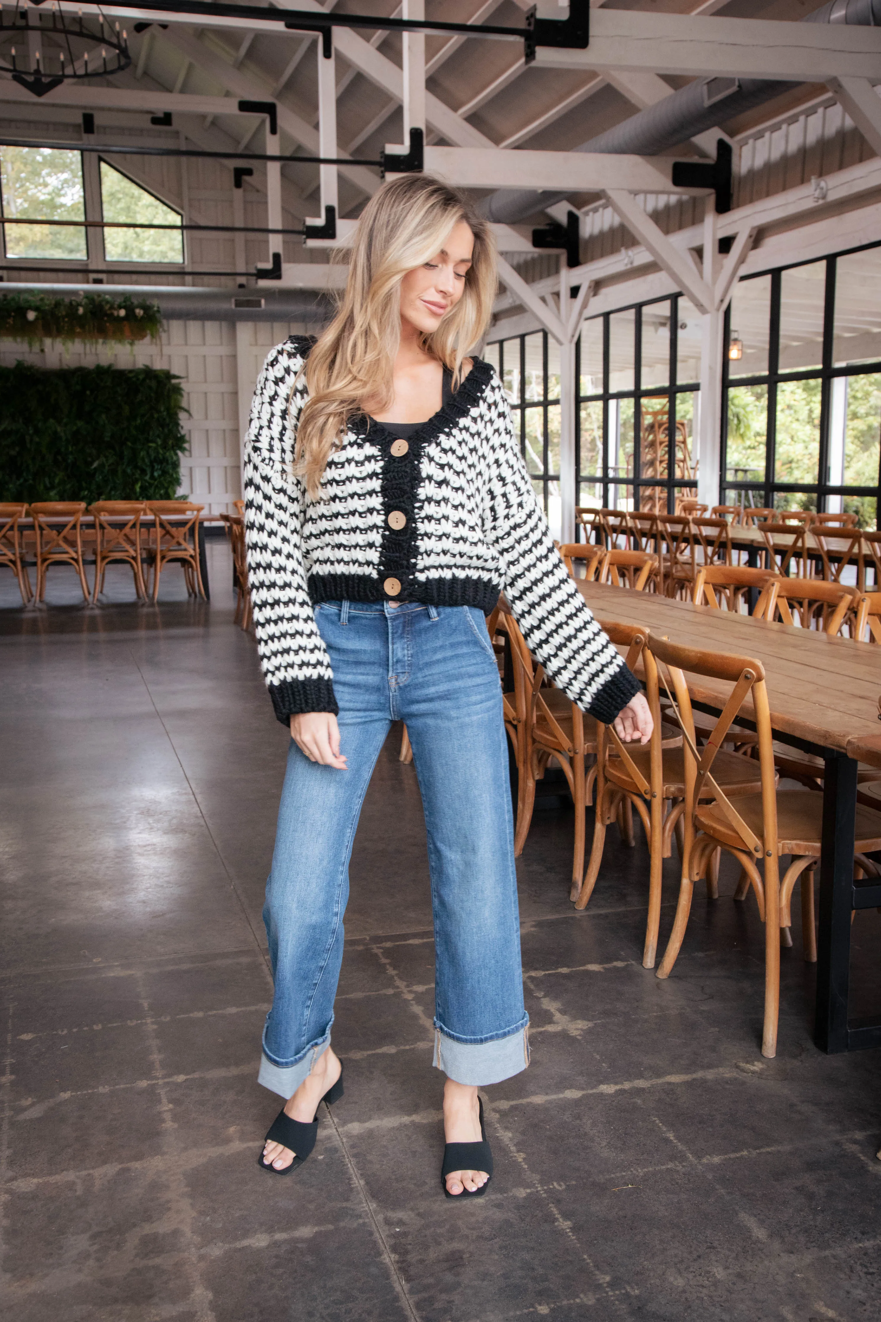 Brea Striped Cardigan, Black/White sold by North & Main Clothing Company product image thumbnail 3
