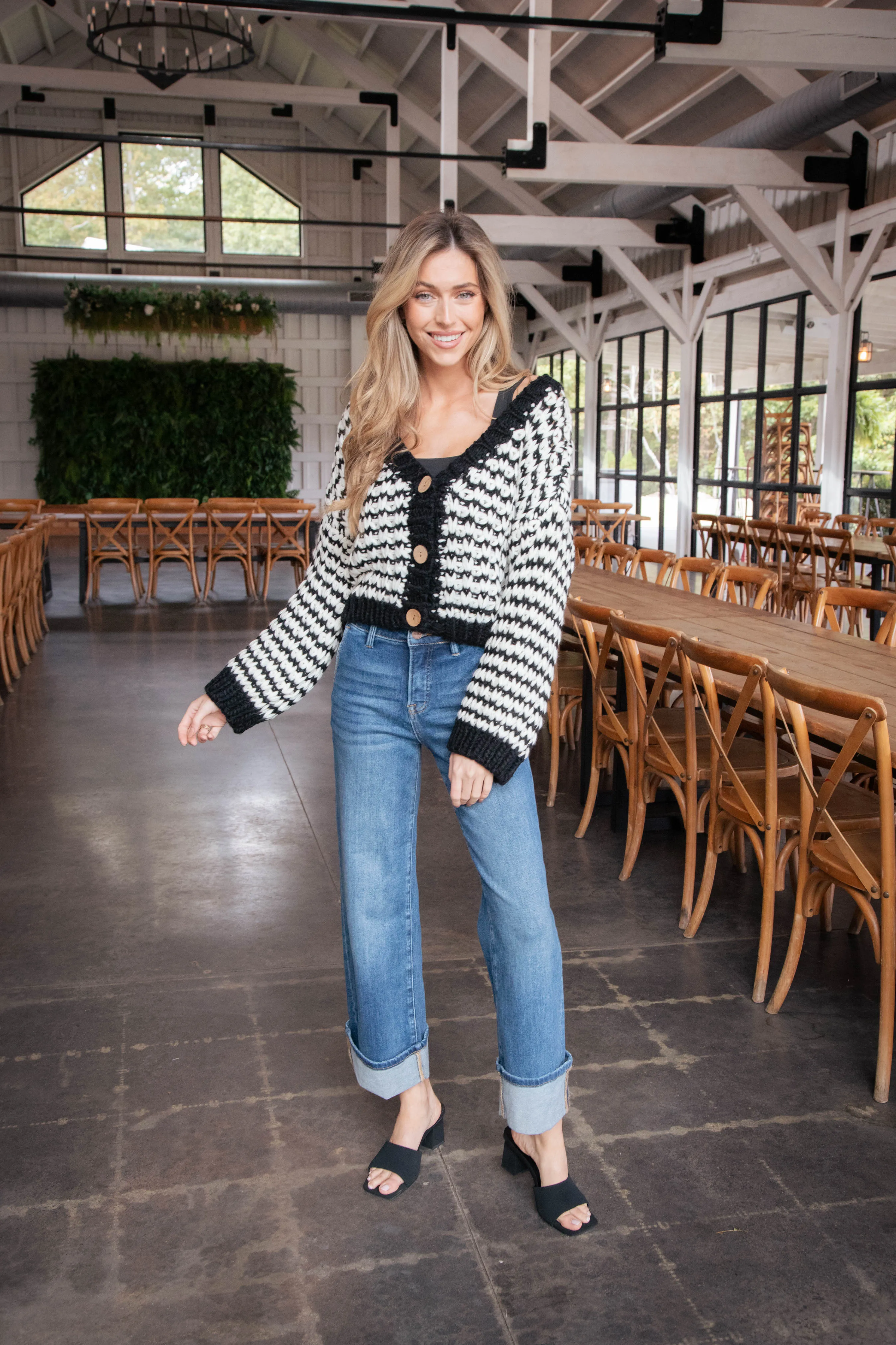 Brea Striped Cardigan, Black/White sold by North & Main Clothing Company product image thumbnail 4