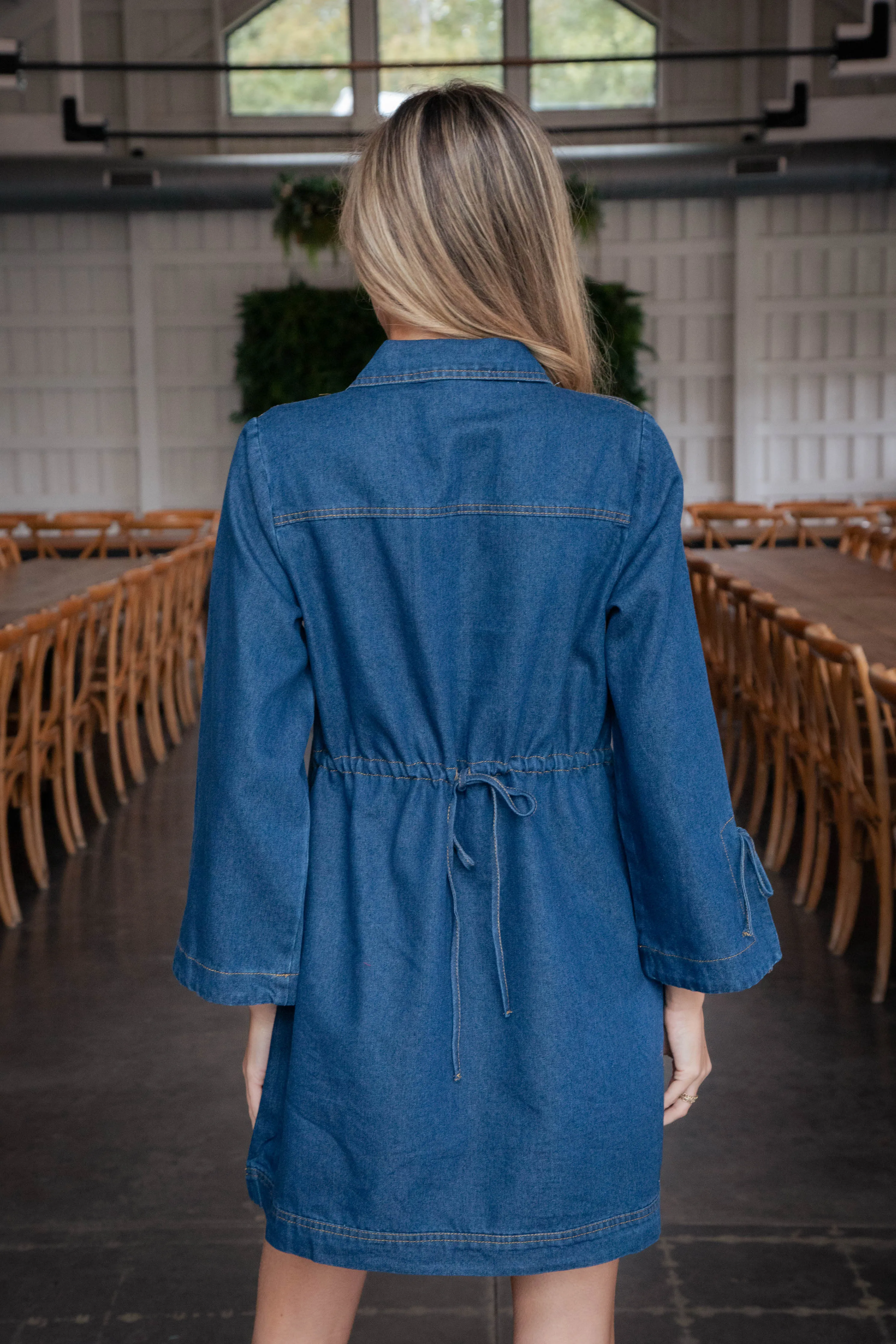 Mazie Denim Collared Dress, Dark Denim sold by North & Main Clothing Company product image thumbnail 3