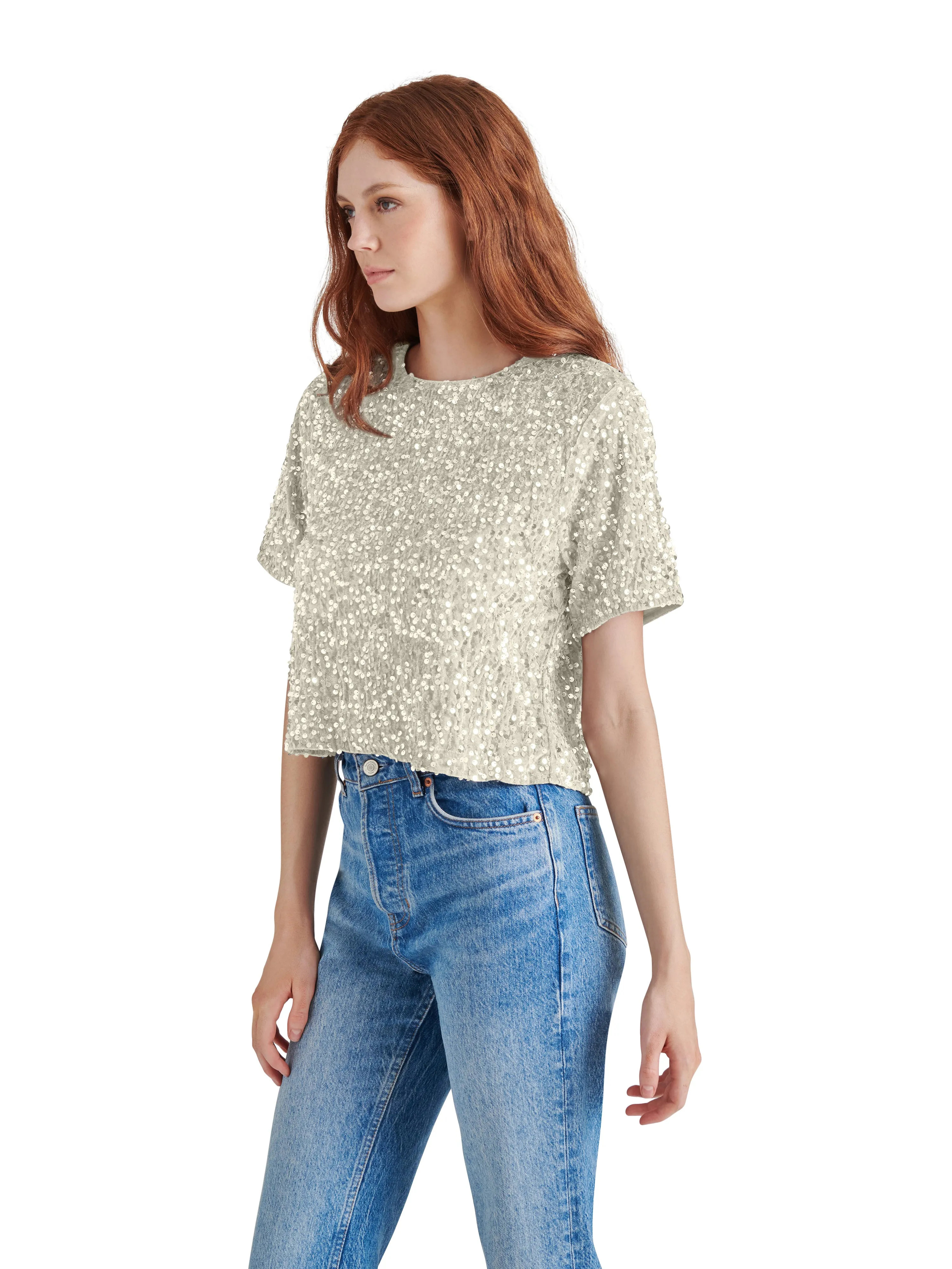 Cressa Sequin Velvet Top, Ivory | Steve Madden sold by North & Main Clothing Company product image thumbnail 4