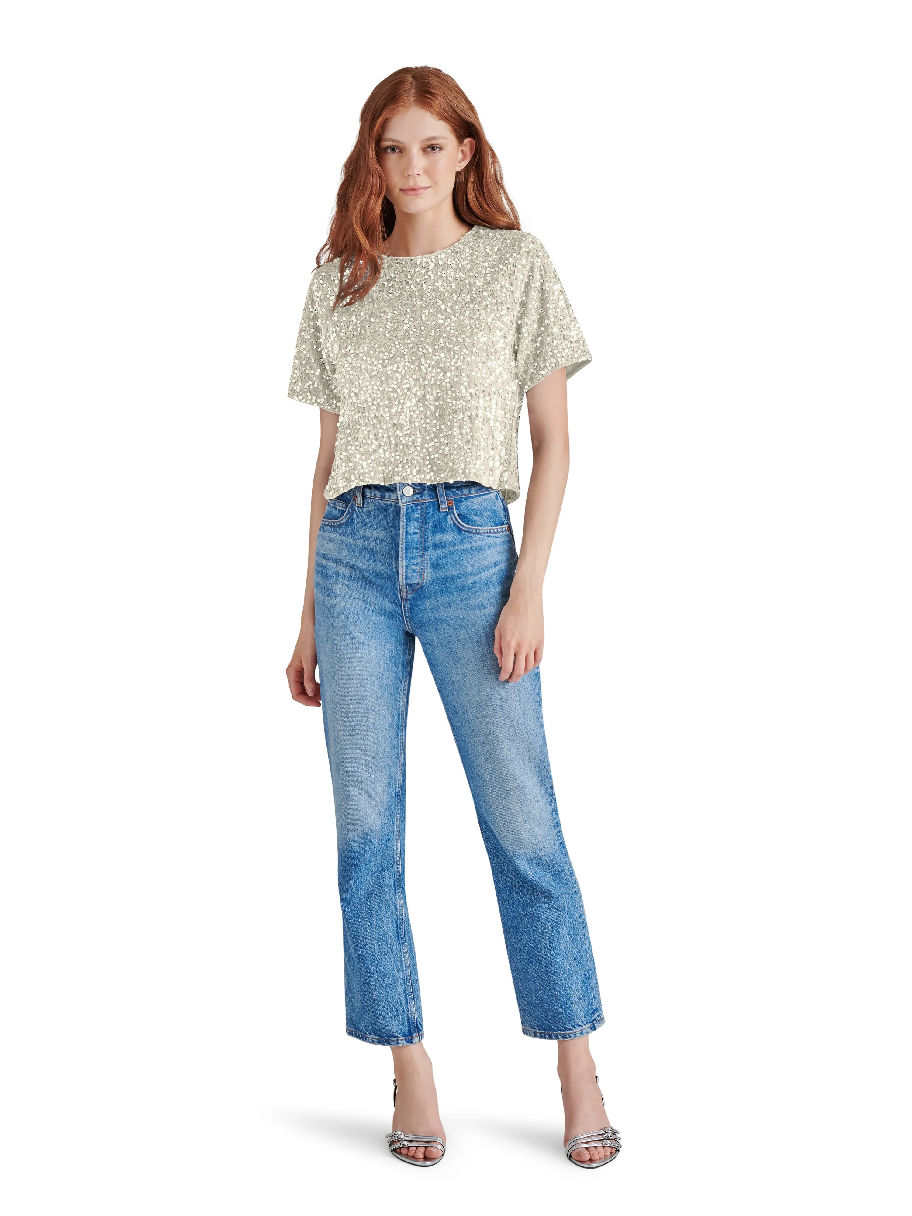 Cressa Sequin Velvet Top, Ivory | Steve Madden sold by North & Main Clothing Company product image thumbnail 3
