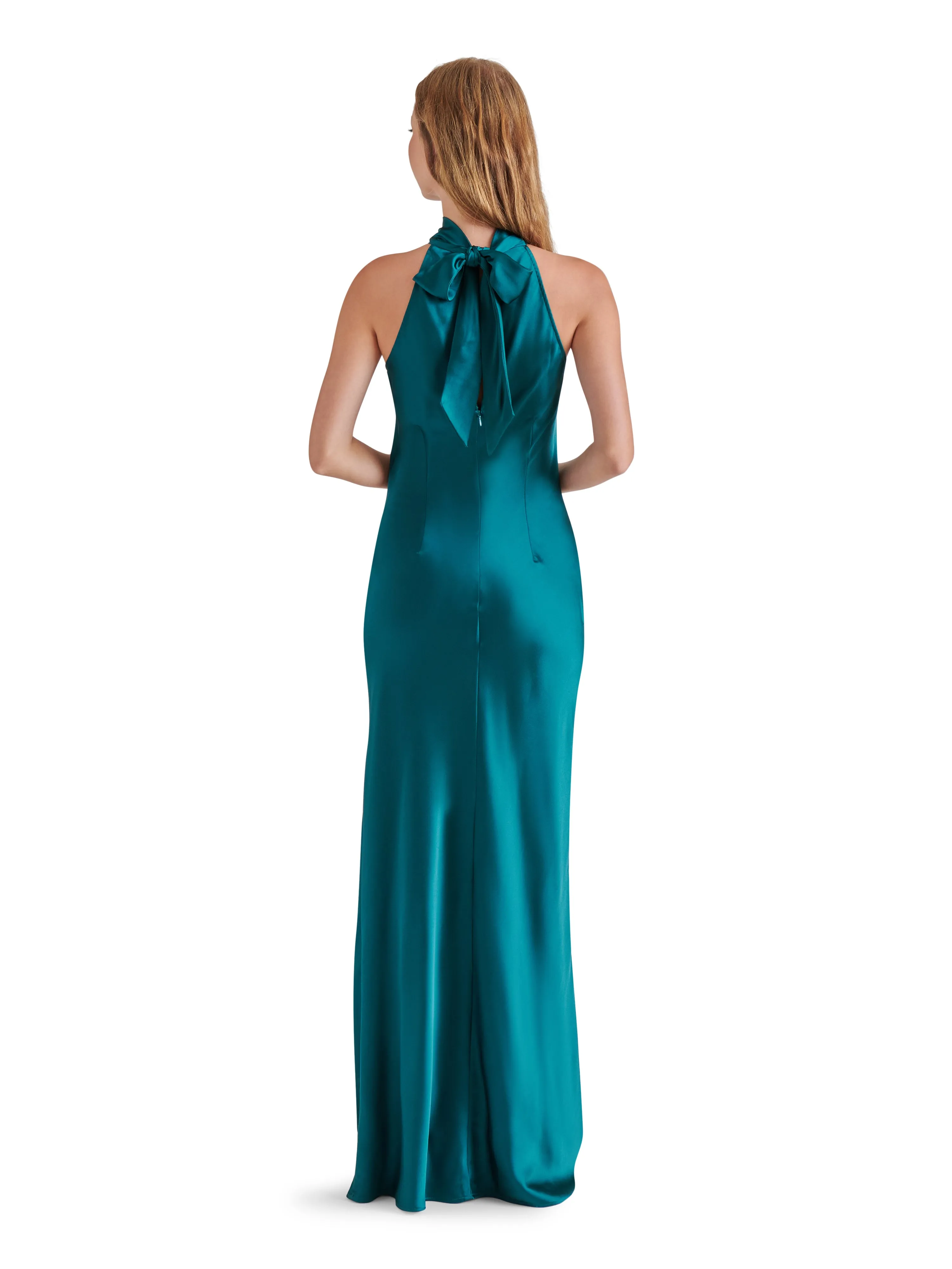 Lara Satin Bias Cut Dress, Deep Teal | Steve Madden sold by North & Main Clothing Company product image thumbnail 5