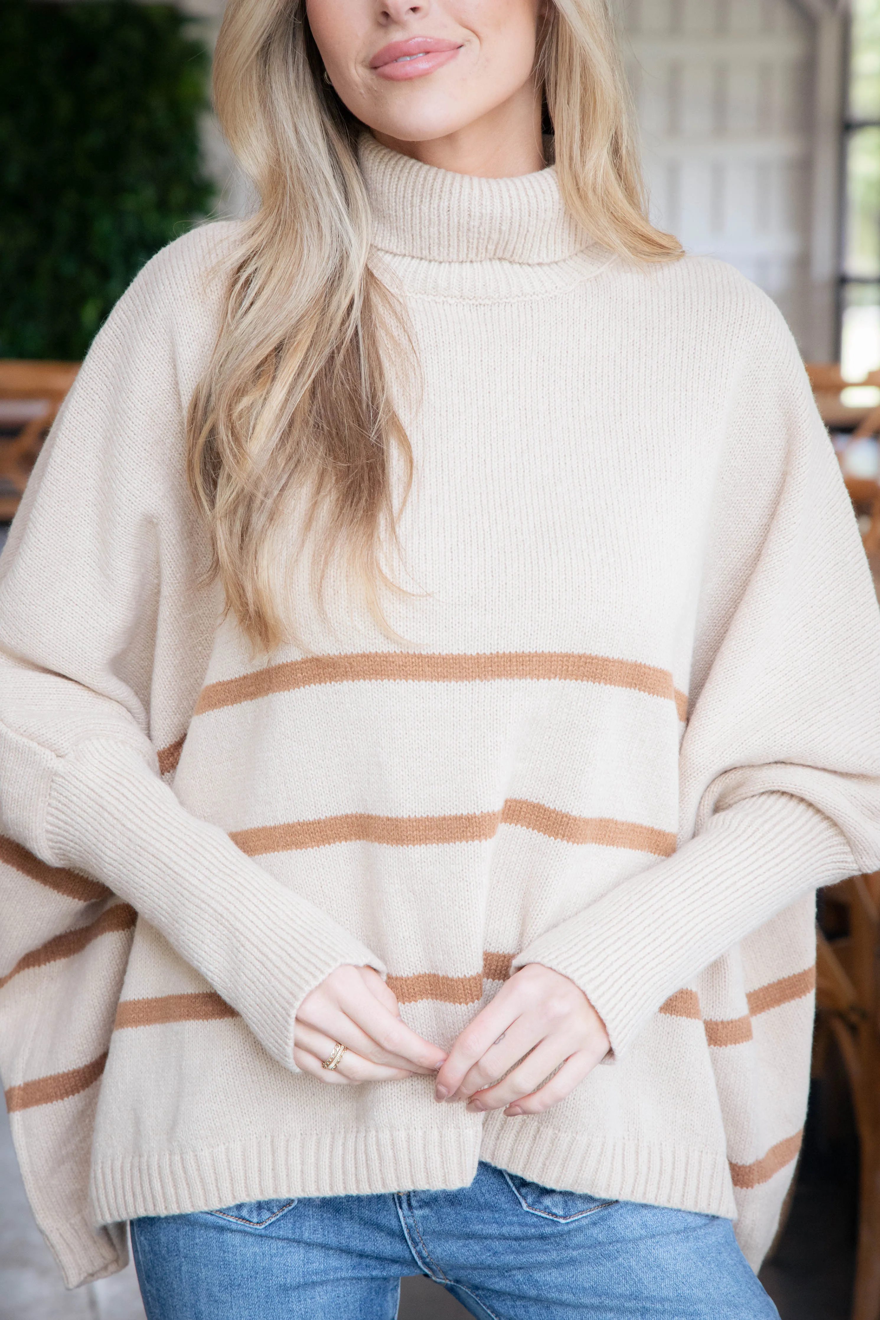 Anabel Striped Turtle Neck Sweater, Light Taupe sold by North & Main Clothing Company product image thumbnail 5