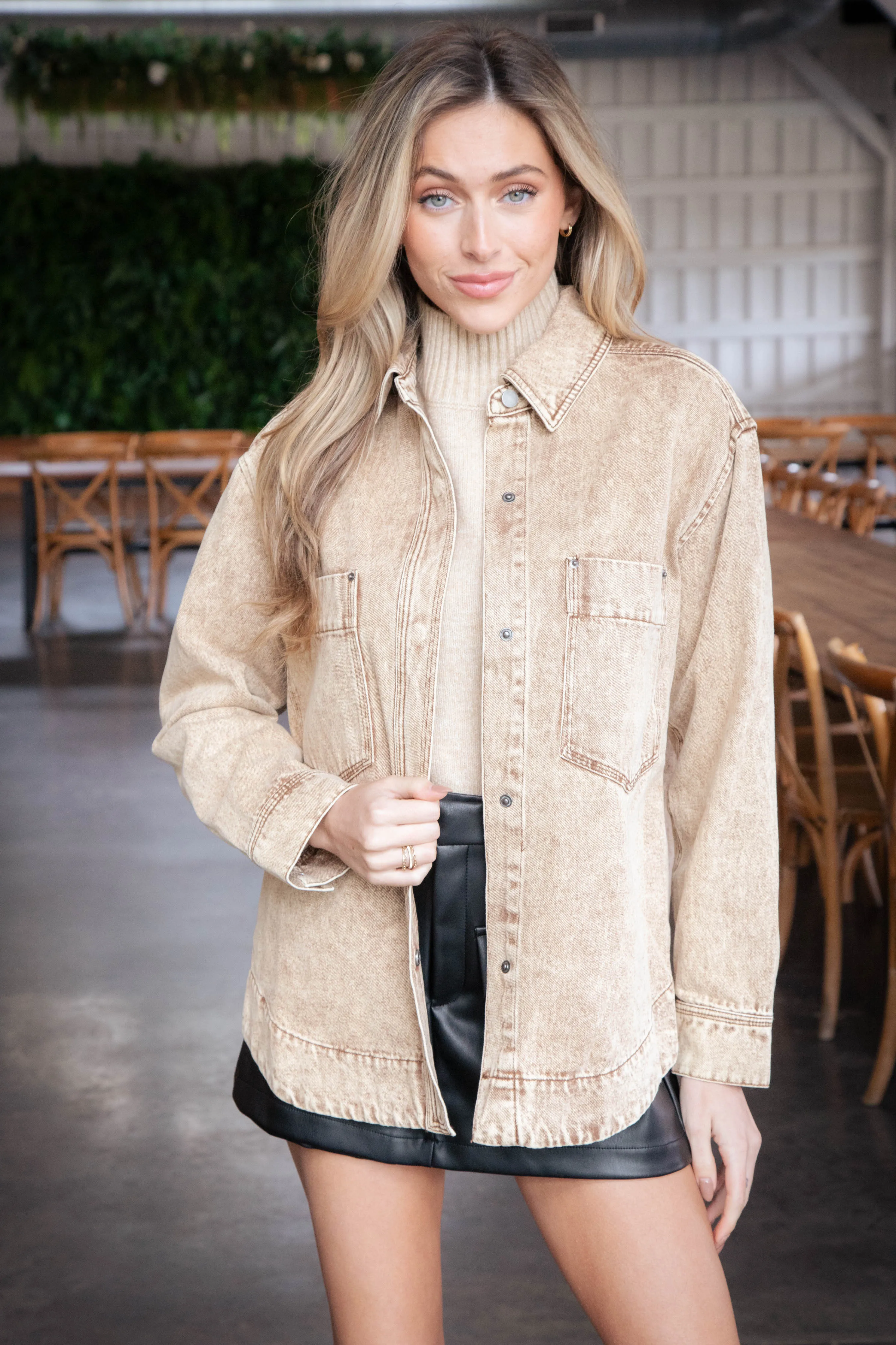 Addi Vintage Washed Shacket, Vintage Taupe sold by North & Main Clothing Company product image thumbnail 5