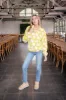 Cori Quarter Zip Floral Pullover, Lime/White sold by North & Main Clothing Company