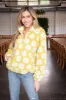 Cori Quarter Zip Floral Pullover, Lime/White sold by North & Main Clothing Company