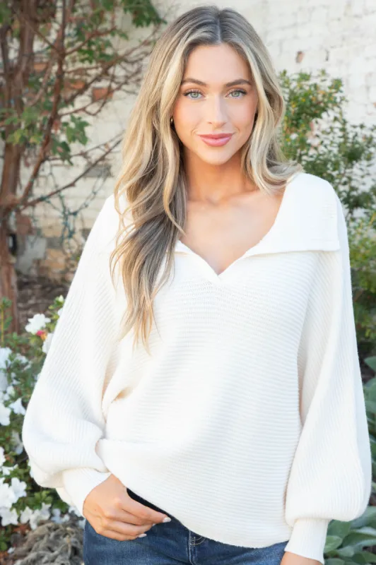 Kelsea Ribbed Dolman Sleeve Sweater, Cream made by She and Sky