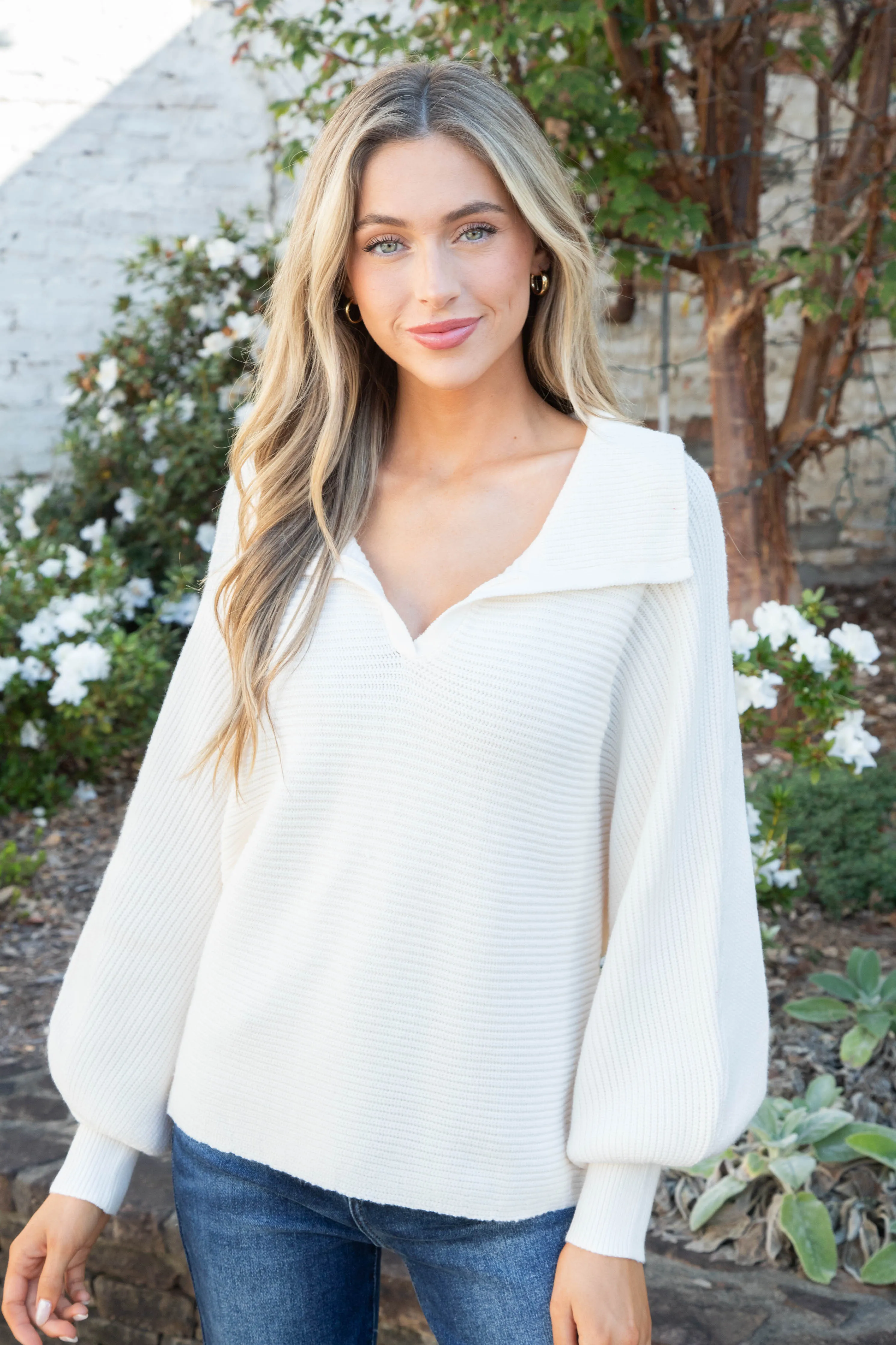 Kelsea Ribbed Dolman Sleeve Sweater, Cream sold by North & Main Clothing Company product image thumbnail 3