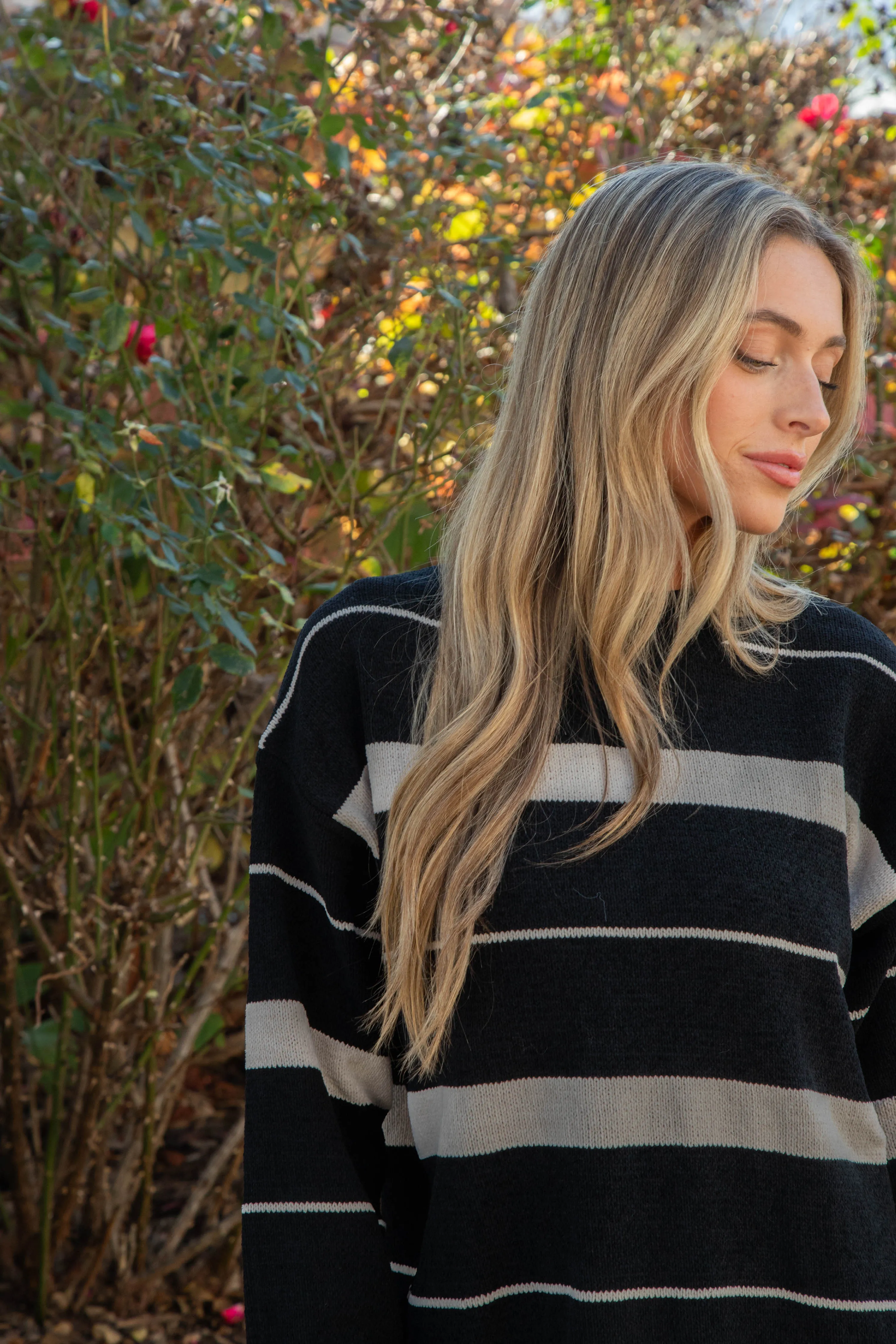 Modern Stripe Tunic Sweater, Black/Almond Stripe | Sanctuary sold by North & Main Clothing Company product image thumbnail 3