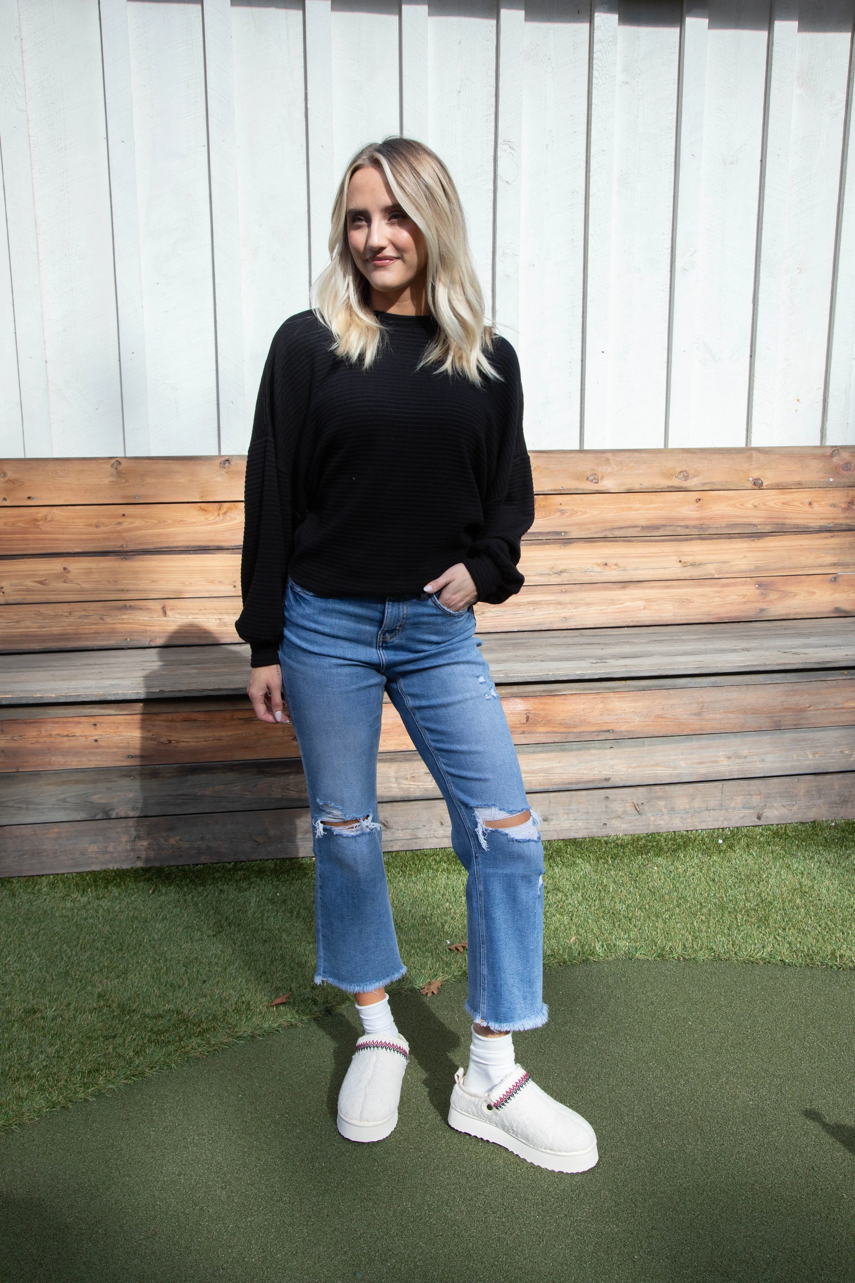 On A Stroll Crew Neck Top, Black | Sadie & Sage sold by North & Main Clothing Company product image thumbnail 2