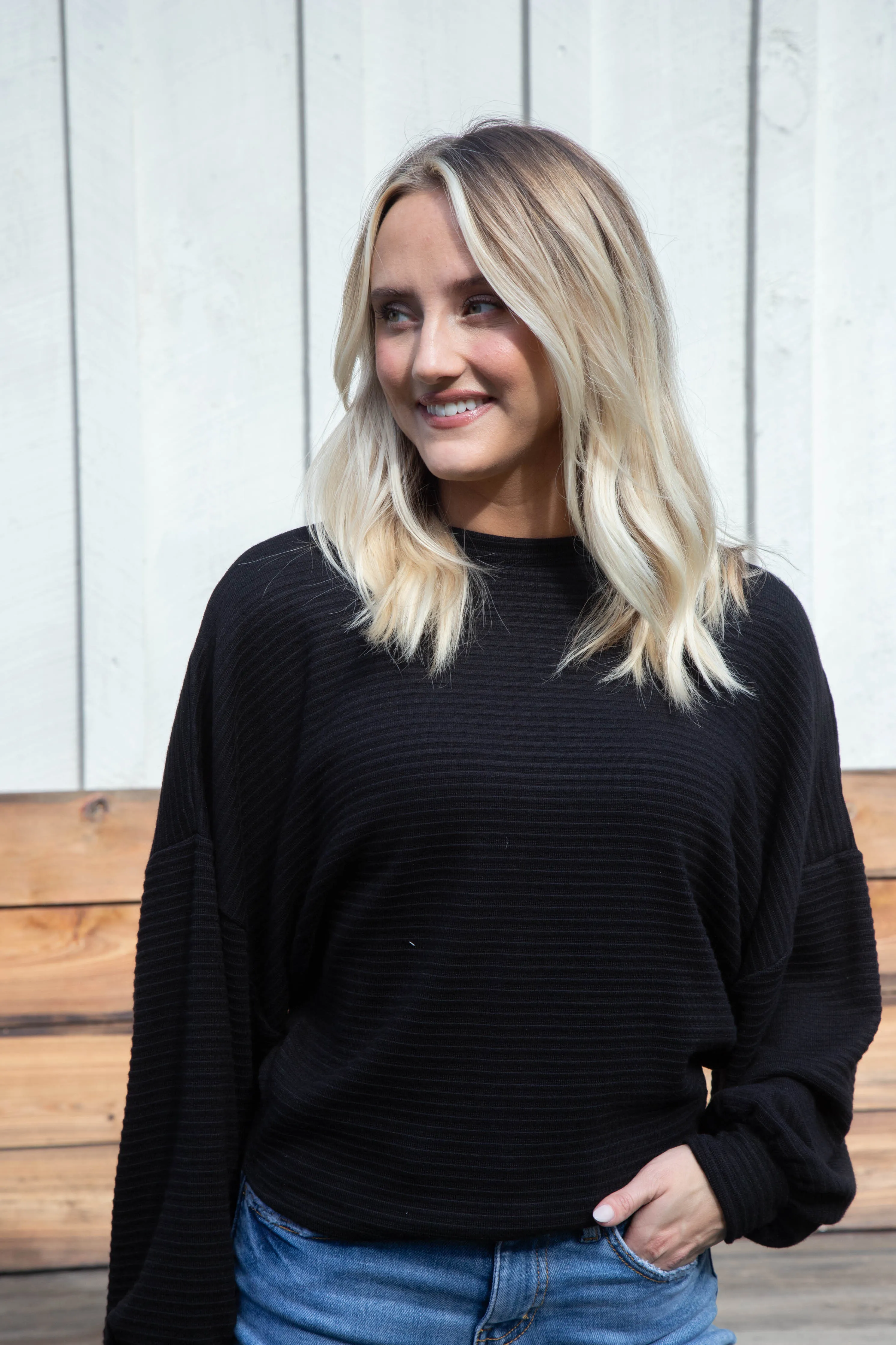 On A Stroll Crew Neck Top, Black | Sadie & Sage sold by North & Main Clothing Company product image thumbnail 3