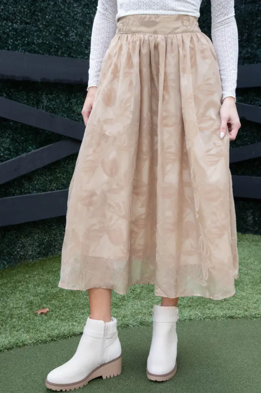 Clarice Velvet Organza Skirt, Taupe sold by North & Main Clothing Company