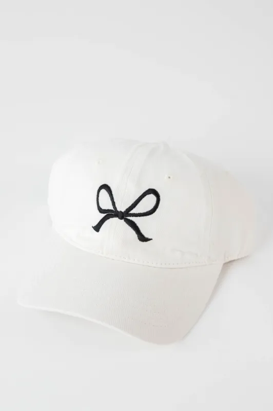 Ribbon Bow Hat, Ivory/Black sold by North & Main Clothing Company