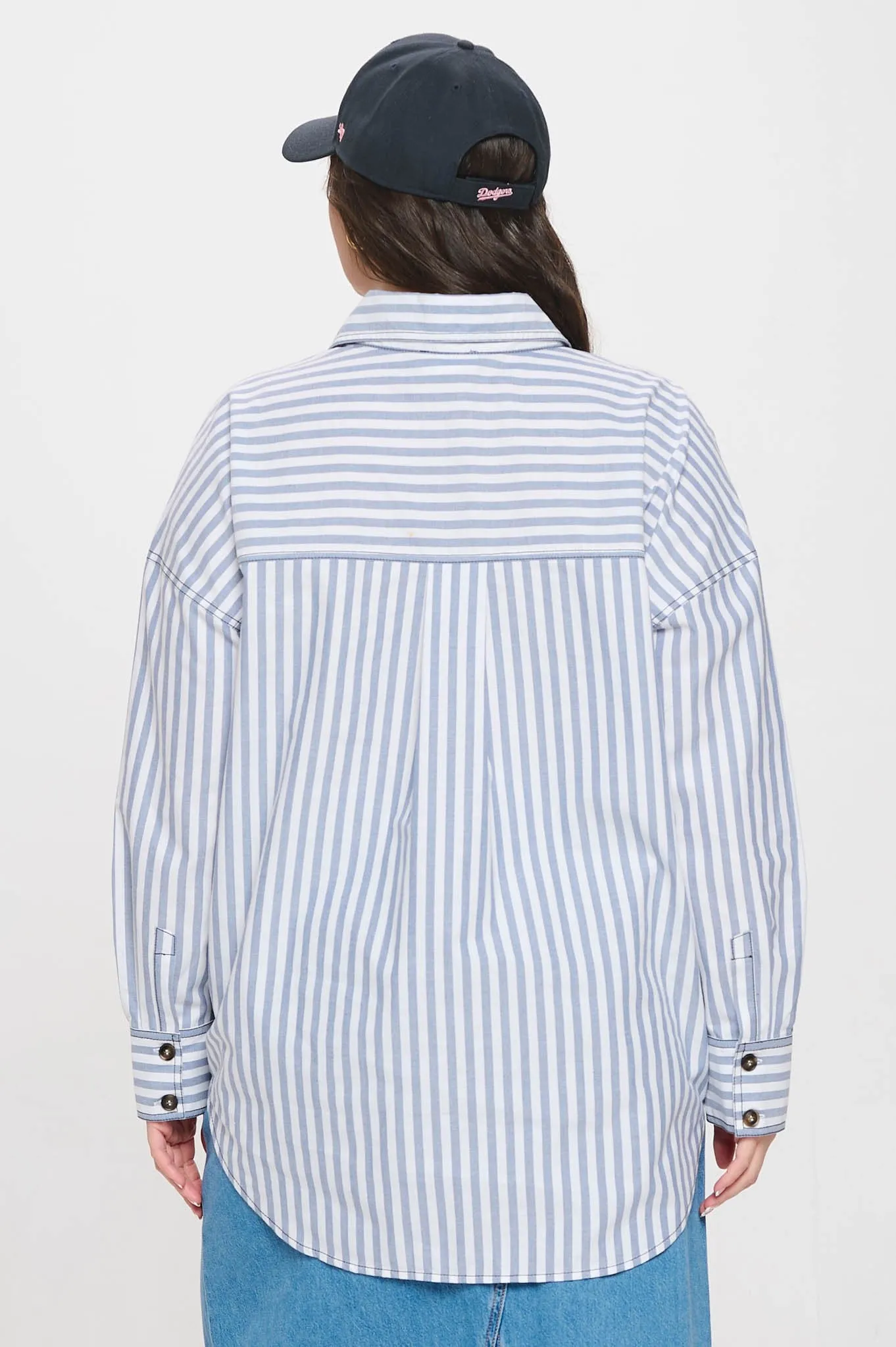 Tessa Striped Collared Shirt, Blue | Plus Size sold by North & Main Clothing Company product image thumbnail 4