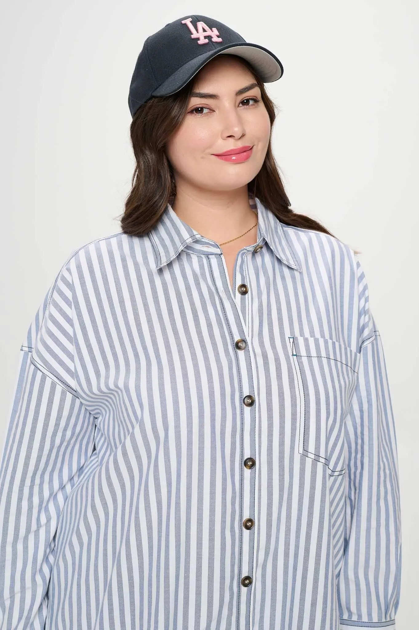 Tessa Striped Collared Shirt, Blue | Plus Size sold by North & Main Clothing Company product image thumbnail 3