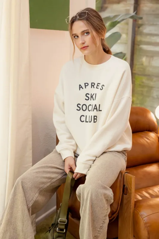Apres Ski Social Club Sweatshirt, Cream sold by North & Main Clothing Company