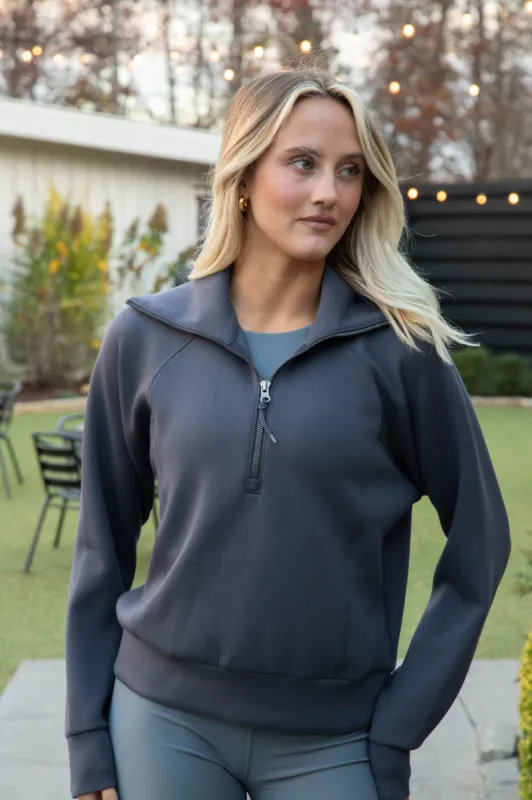 Airessentials Half Zip, Dark Storm | Spanx sold by North & Main Clothing Company